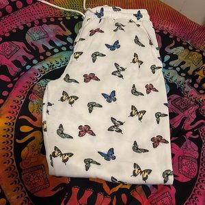 Butterfly white sweat pants thick